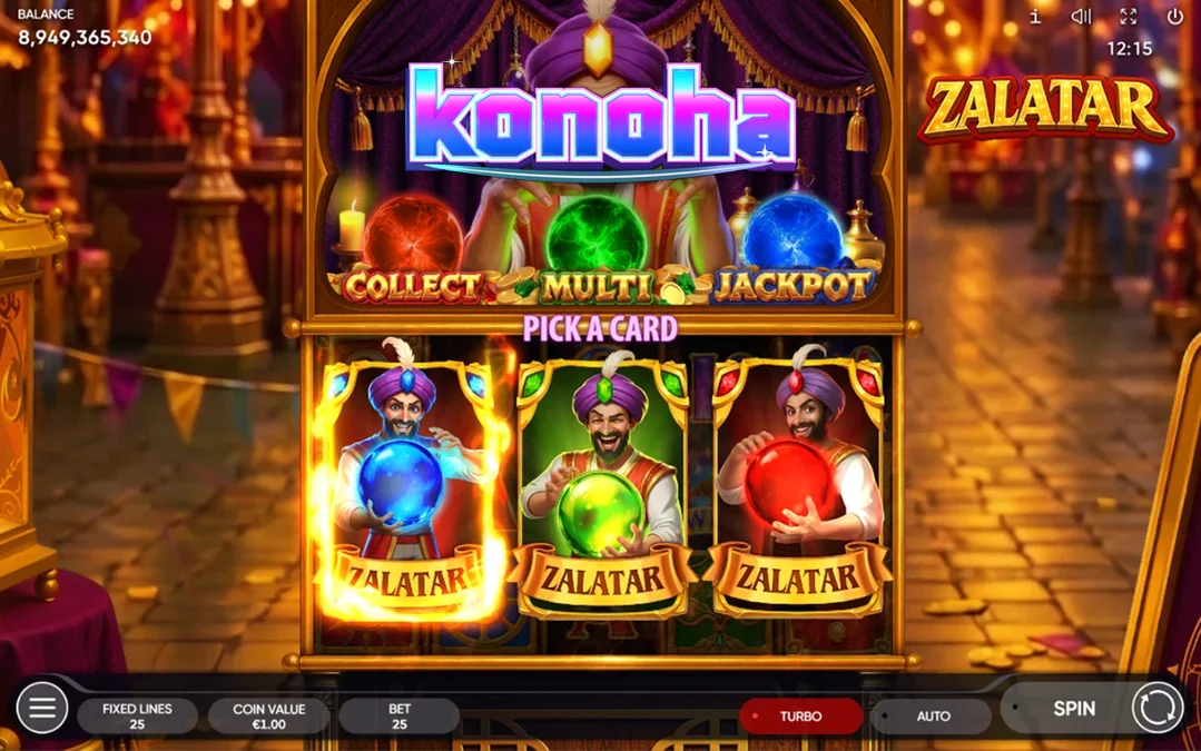 Tampilan visual slot Zalatar dari Endorphina dengan tema peramal